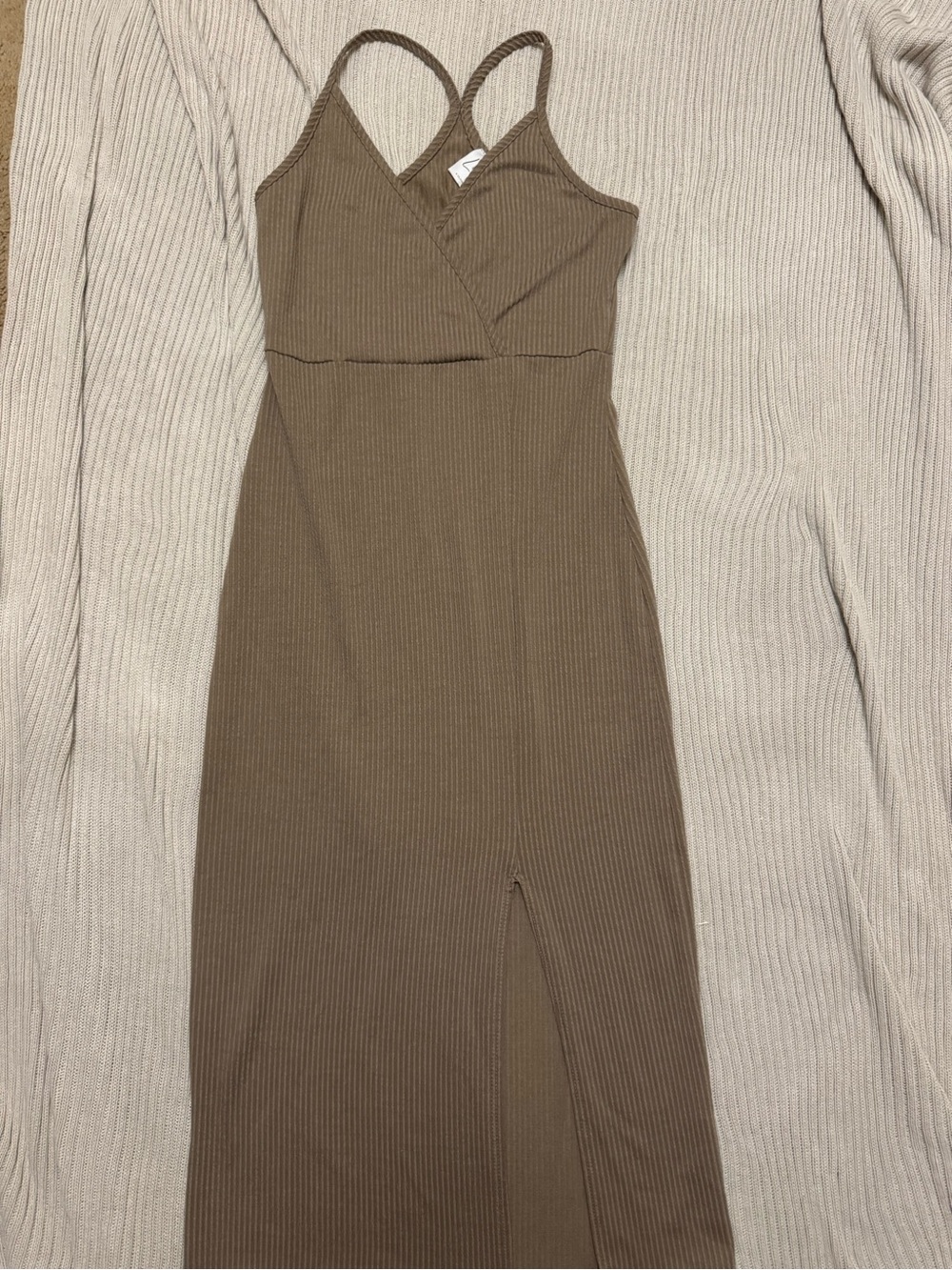 Ribbed Midi Dress in Brown